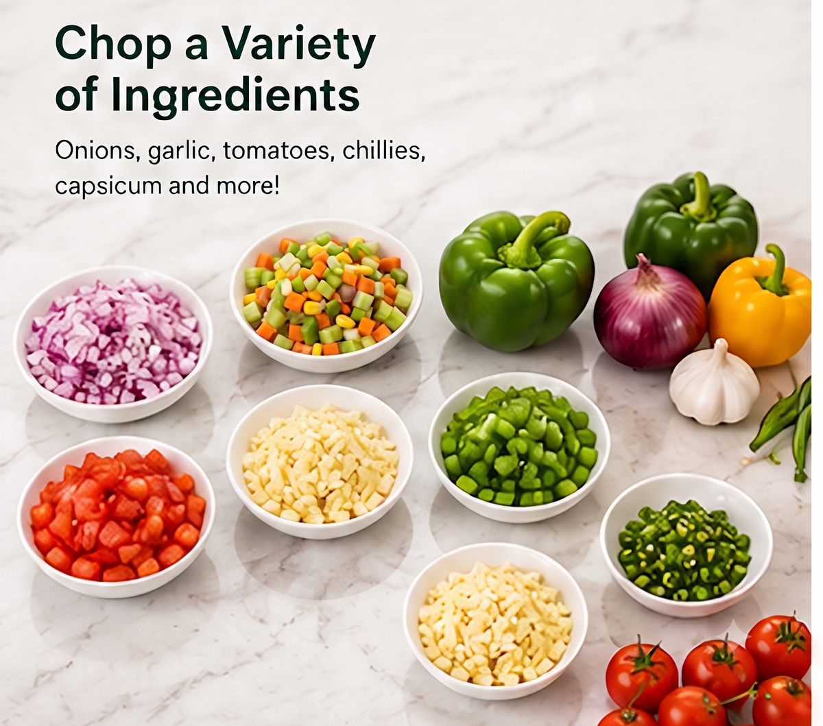 Hand-press vegetable and fruit chopper
