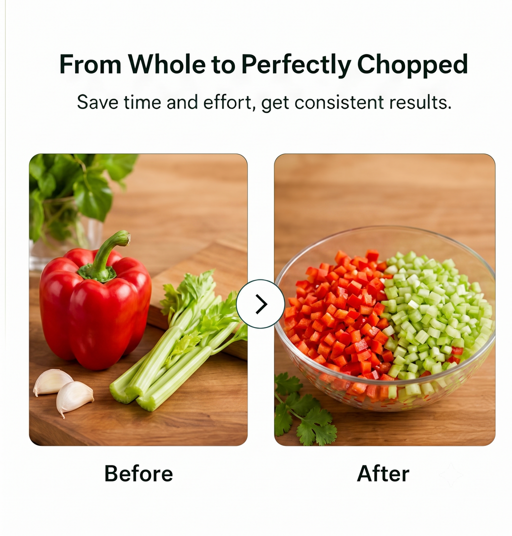 Hand-press vegetable and fruit chopper